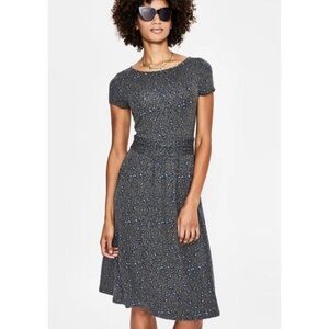 Boden Amelie Jersey Stretch Dress Short Sleeve Green Leopard Print‎ 6R